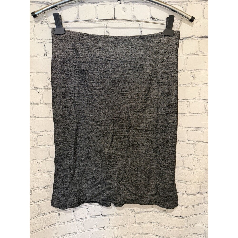 Ann Taylor Pencil Skirt Black Gray Wool Blend Knit Career Women's Size 2